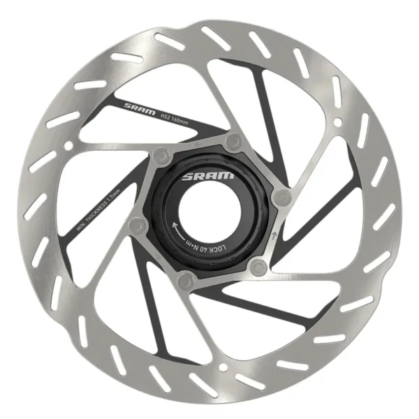 BRAKE PART SRAM DISC ROTOR 160 HS2 CL ROUNDED w/LOCKRING SL/BK