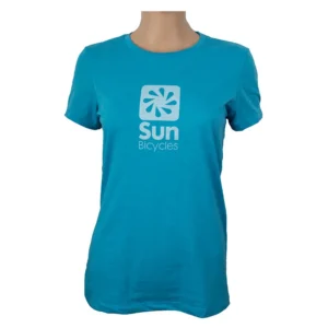 CLOTHING T-SHIRT SUN LOGO LADIES SM HEATHER AQUA