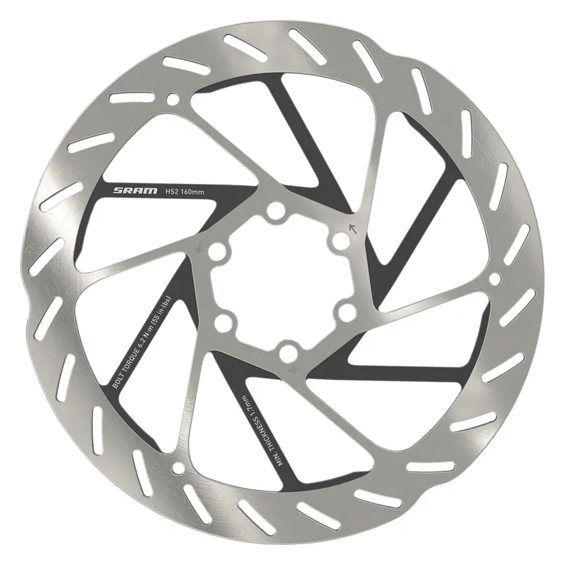 BRAKE PART SRAM DISC ROTOR 160 HS2 6B ROUNDED w/STL BOLTS SL/BK