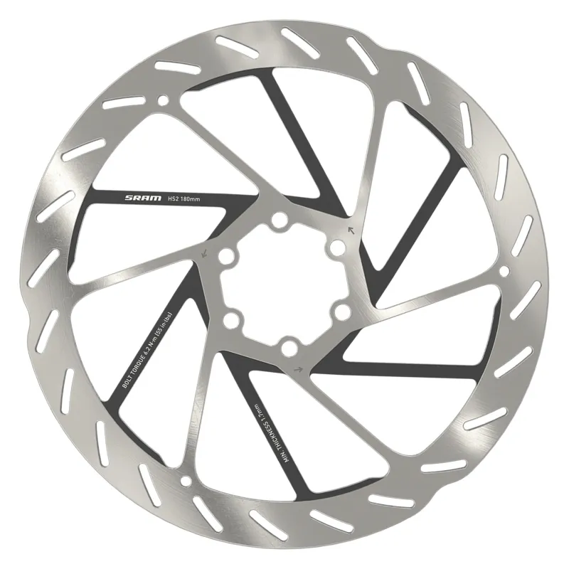 BRAKE PART SRAM DISC ROTOR 180 HS2 6B ROUNDED w/STL BOLTS SL/BK