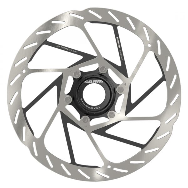 BRAKE PART SRAM DISC ROTOR 200 HS2 CL ROUNDED w/LOCKRING SL/BK