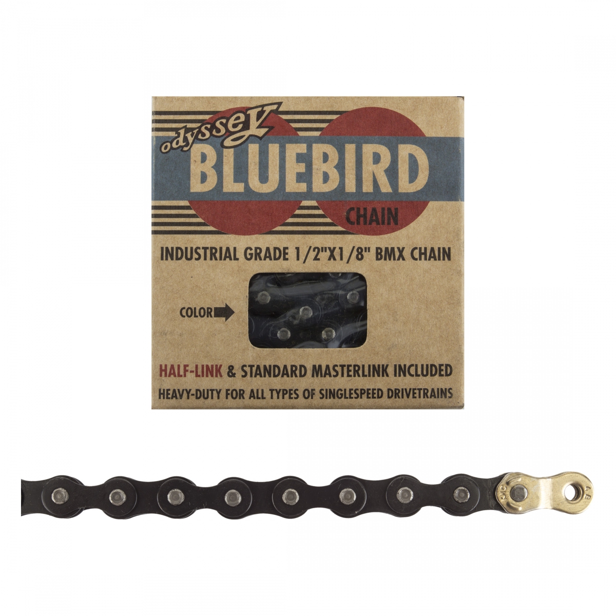 CHAIN ODY 1/2x1/8 BLUEBIRD 1s BK w/1/2LINK