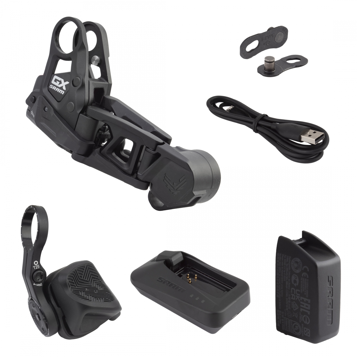 GROUP UPGRADE KIT SRAM GX EAGLE T-TYPE 90/70 AXS RDwBATT/POD-ROCKER-CONTROLLER/CHARGER-CORD CHAIN BK