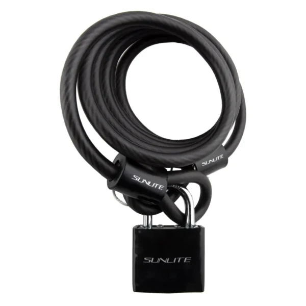 LOCK SUNLT CBL 8mmx6f W/PAD-KEY COIL BLK