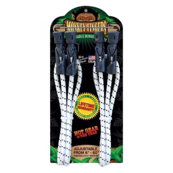 TIE DOWN BUNGEE MONKEY FINGERS DURA PLASTIC 6-60in ADJUSTABLE DOUBLE PACK BK