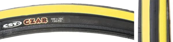 TIRE CSTP CZAR 700x23 BLK/YL 120PSI WIRE