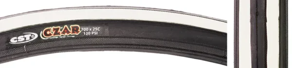TIRE CSTP CZAR 700x25 BLK/WH 120PSI WIRE