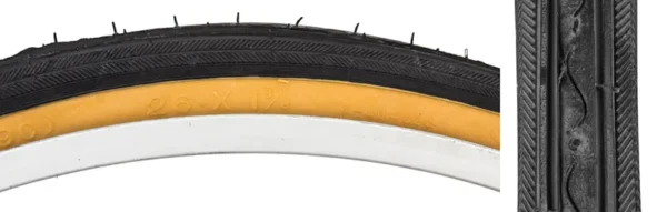 TIRE SUNLT 26x1-3/8 BK/GM RD K40 WIRE