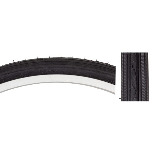TIRE SUNLT 24x1-3/8 BK/BK RD K40 WIRE