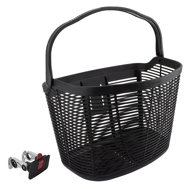 BASKET SUNLT FT PLASTIC Q/R BK w/HANDLE 22.2/31.8 w/DLX ALY BRACKET