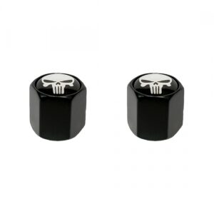 VALVE CAPS TRIKTOPZ BLOCK SHAPE SKULL HEAD BK 2PK