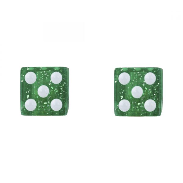 VALVE CAPS TRIKTOPZ DICE-GLITTER GRN 1pr/PK