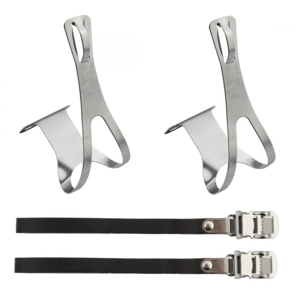 TOE CLIPS SUNLT RD STL w/LTHR STRP CP LG